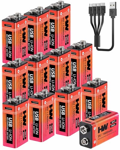 HW 9 Volt 12-Pack USB-C Lithium Rechargeable Batteries Deal