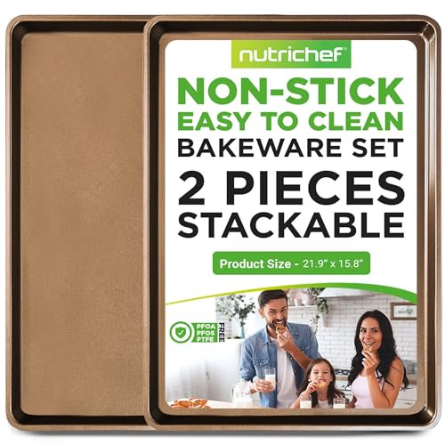 NutriChef Nonstick XL Cookie Sheets (2-Piece, 22" x 16")