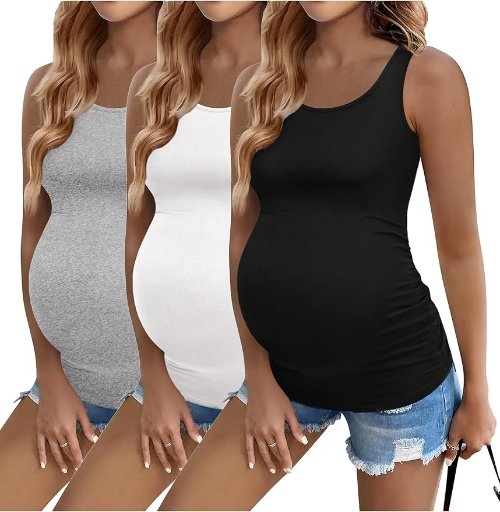 Ekouaer 3 Pack Maternity Tank Tops