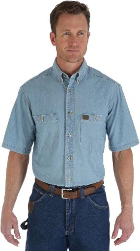 Wrangler Mens Chambray Work Shirt