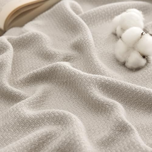 Bedsure 100% Cotton Blanket Linen Beige