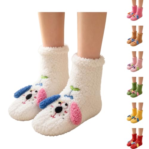 Fuzzy Cartoon Animal Face Crew Socks