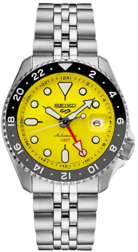 Seiko 5 Sports Automatic GMT Watch - Stainless Steel/Yellow Dial Deal