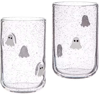 Way to Celebrate 16 oz Ghost Charm Drinking Glass, 2-Pack