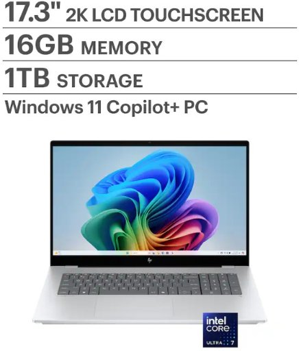 HP OmniBook X Copilot+ Laptop: Ultra 7 256V, 17.3" FHD Touch, 16GB DDR5, 1TB SSD