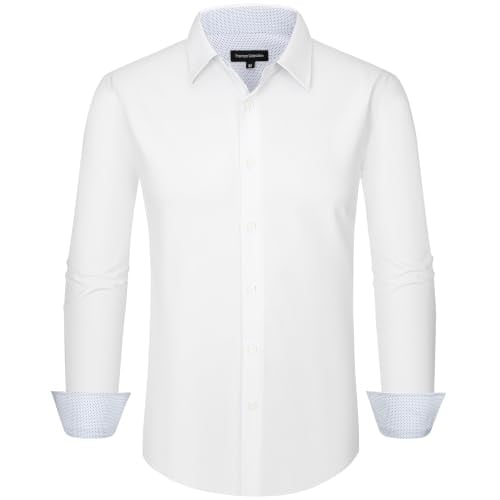 Esabel.C Men's Dress Shirt Wrinkle Resistant Contrast Collar
