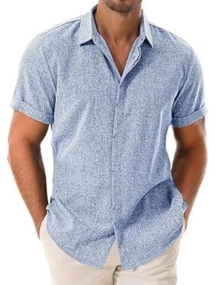 Drazivon Men’s Linen Shirts Short Sleeve Button Down Deal