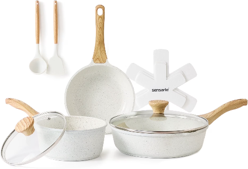 SENSARTE Ceramic Nonstick Pots and Pans Set 10-Piece