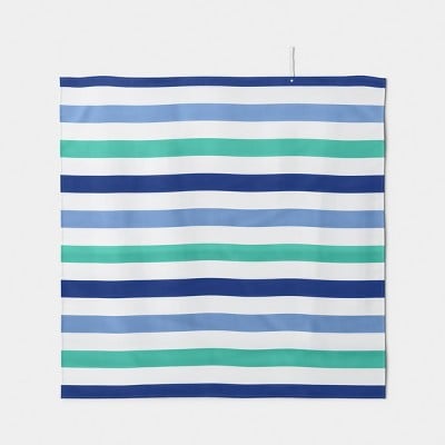 60"x60" Sun Squad Microfiber Multi-Striped Beach Blanket with Snapable Strap