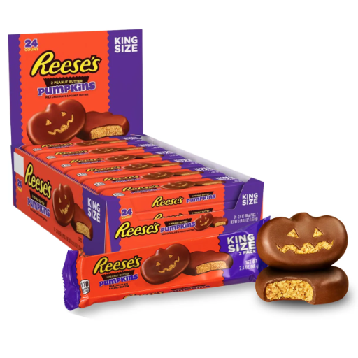 Reese's Peanut Butter Milk or White Chocolate Pumpkins Halloween Bars 24-Count