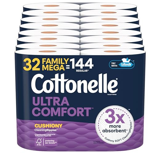 Cottonelle Toilet Paper Family Mega Rolls (Ultra Comfort) 32-Pack