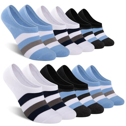 COOPLUS Men's Cotton Low-Cut No-Show Socks 6-Pairs