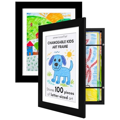 Americanflat Kids Artwork Frame Changeable 2-Pack (Black) 8.5x11 Letter Size