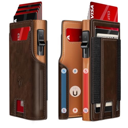 RUNBOX RFID Blocking Aluminum Pop-Up Card Holder Wallet w/ ID Window & Cash Slot Deal