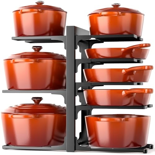 15.9" 8-Tier Mudeela Under-Cabinet Pots & Pans Organizer Rack (Black)