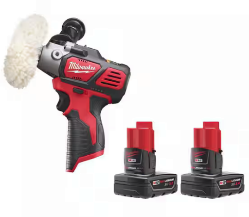 Milwaukee M12 12V Lithium-Ion Cordless Variable Speed Polisher/Sander with 3.0 Ah Battery Pack (2-Pack)