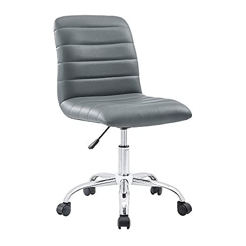 Modway Ripple Ribbed Armless Mid Back Swivel Computer Desk Office Chair In Gray Deal