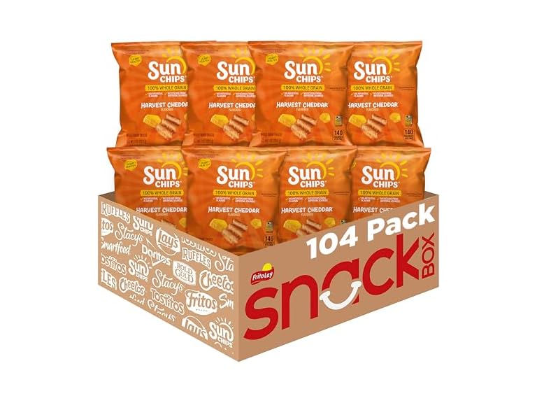SunChips 100% Whole Grain Chips, Harvest Cheddar, 104-Pack, 1 oz Bags Deal