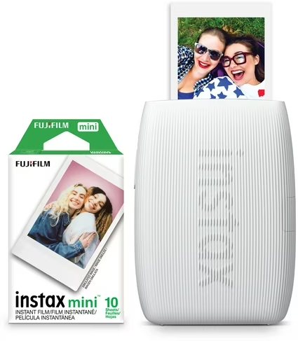 Fujifilm instax Mini Link 3 Smartphone Wireless Printer with 10 pack Film, Clay White