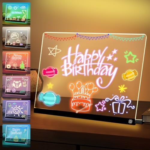 Exbelle Kids' Rechargeable Acrylic 2-Mode LED Dry Erase Drawing Board w/ Stand and 7 Color Markers Deal