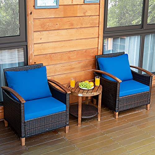 Tangkula 3-Piece Patio Furniture Set with Solid Acacia Wood Frame