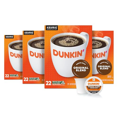 Dunkin' Original Blend Coffee K-Cup Pods 22 Count Boxes (Pack of 4)