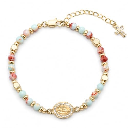 Gold Virgin Mary Cross Bracelet 14K Gold Plated Deal