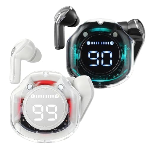 Bluetooth Earbuds with Wireless Charging Case (Black+White) Deal