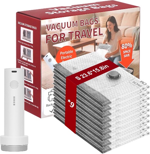 Vacuum Storage Bags with Pump 9-12 Pack