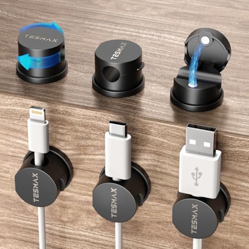 Tesmax Magnetic 360° Rotating Cable Cord Organizer Clips 6-Pack Deal