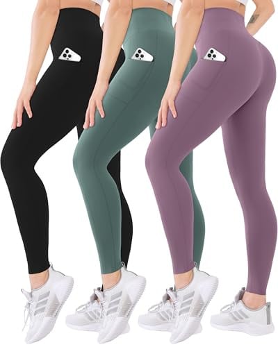 Blisset High Waisted Leggings for Women with Pockets 3 Pack Deal