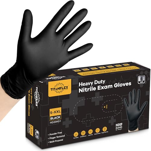 TitanFlex 100-Count 6-Mil Heavy Duty Disposable Nitrile Gloves (Black)