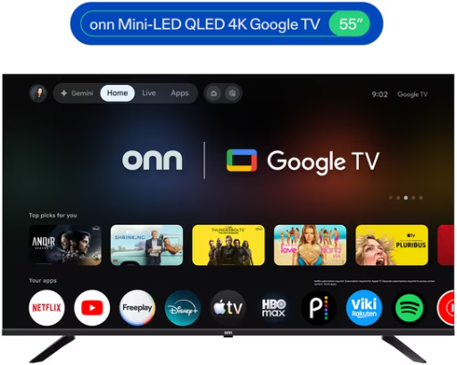 Onn 55" Mini-LED QLED 4K UHD Smart Google TV