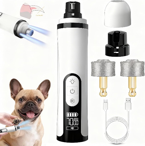 Quiet Dog Nail Grinder with 2 LED Light & 3-Speed