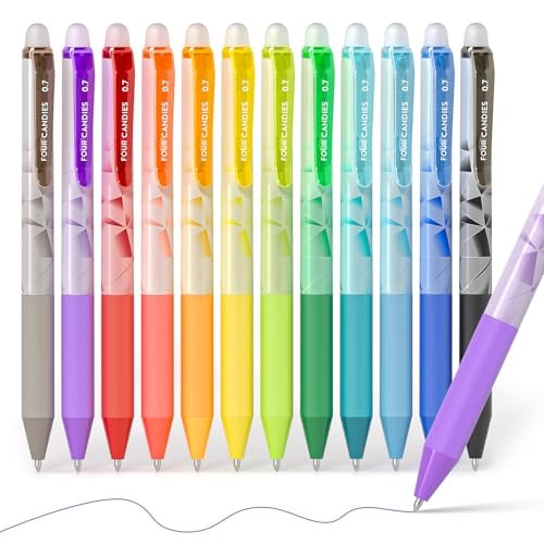 Four Candies 0.7mm Retractable Erasable Gel Pens Multicolor 12-Pack Deal