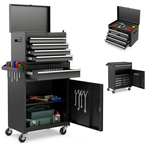 Goplus 5-Drawer Rolling Tool Cabinet with Detachable Top Toolbox