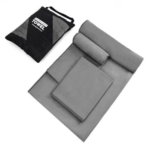 Vnoss Quick Dry Microfiber Sports Towel Set (3-Piece, Grey) Deal