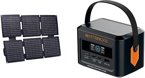 Wattbricks Energy 120W Portable Power Station and 30W Portable Solar Panel Bundle Deal