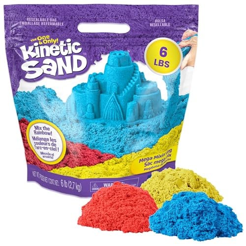 Kinetic Sand 6lbs Mega Mixin’ Bag with Red, Yellow & Blue Play Sand