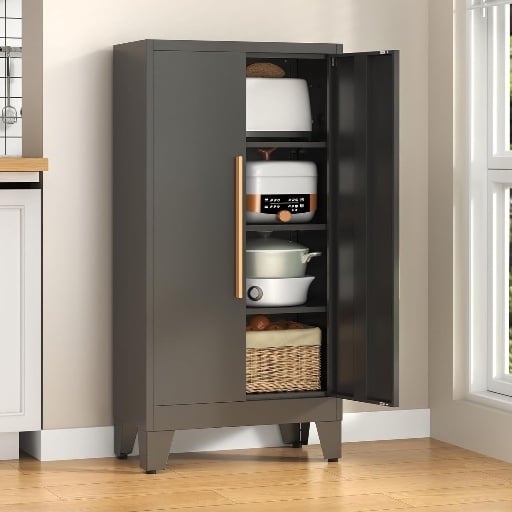 Kitchen Pantry Storage Cabinet with 3 Adjustable Shelves & 2 Doors Deal