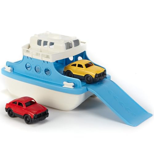 Green Toys Ferry Boat with Mini Cars Bathtub Toy (Blue/White)