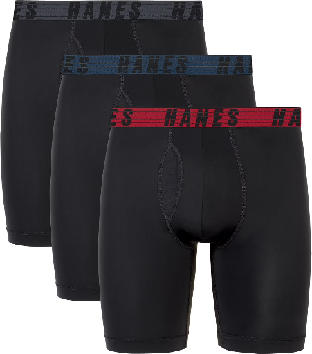 Hanes Moves Men's Anti-Chafe Long Leg Boxer Brief 3-Pack 8" Inseam Deal
