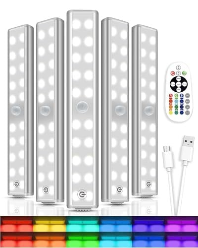 Hontafe 5-Pack 48LED RGB Rechargeable Under Cabinet Lights with Remote Deal