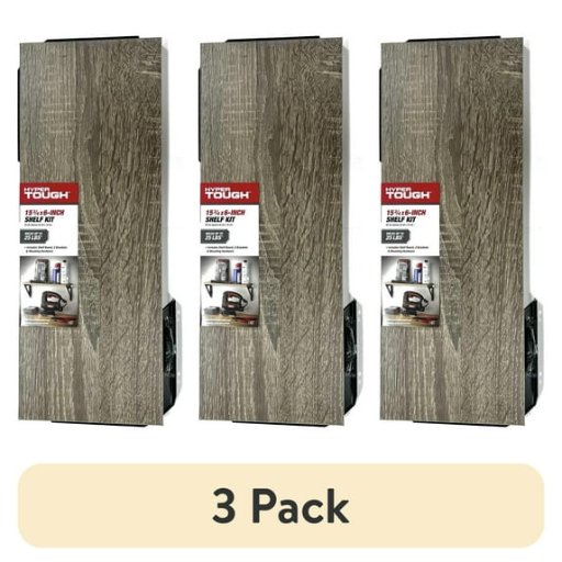 3 Pack of Hyper Tough 6" x 15 3/4" Rustic Gray Laminated Wood Shelf