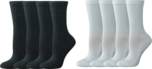 Amazon Essentials Womens Cotton Cushioned Work Crew Socks 4-Pack