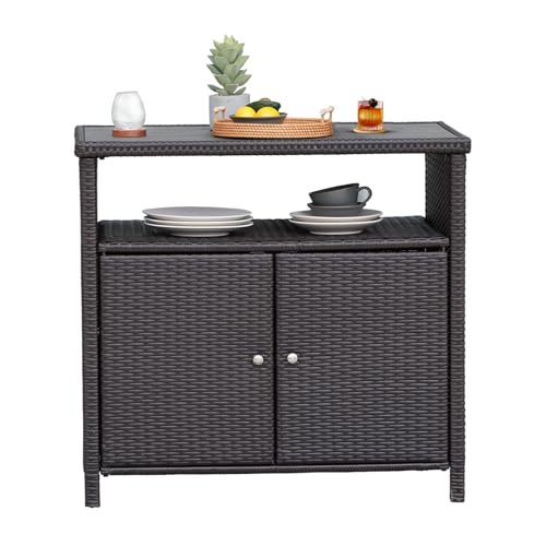 Grand patio Wicker Storage Cabinet Outdoor Waterproof Buffet Cabinet Deal