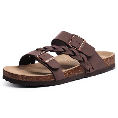 KIDMI Women's Braided Cork Footbed Sandals w/ Arch Support