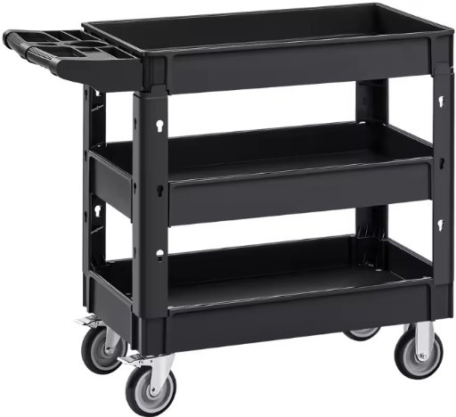 SucceBuy/VEVOR 2 Tier Adjustable Utility Cart with 360° Swivel Wheels