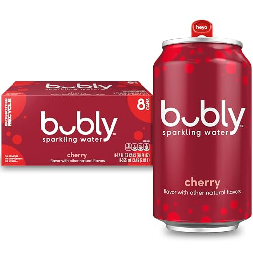 8 Pack of bubly Sparkling Water, Cherry, Zero Sugar & Zero Calories, 12 Fl. Oz. Cans