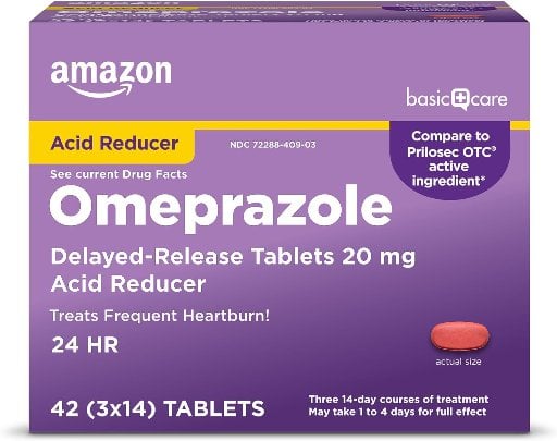 Amazon Basic Care 20mg Omeprazole Delayed Release Acid Reducer Tablets 42-Count Deal